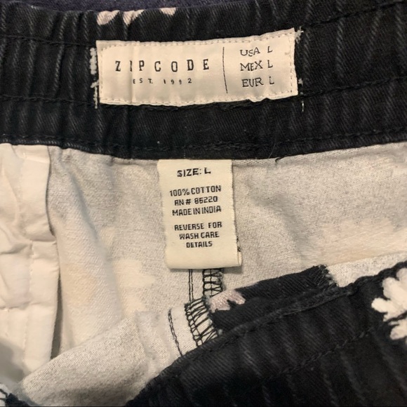 Zip code Large canvas knit cotton shorts elastic waist daisy print pockets - Picture 9 of 10